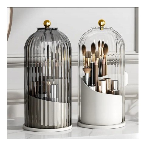 Organizer na pędzle, ryflowany obrotowy, otwierany grafit 27x12,5cm CB61GRAF