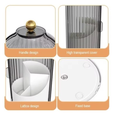 Organizer na pędzle, ryflowany obrotowy, otwierany grafit 27x12,5cm CB61GRAF