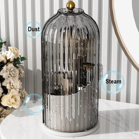 Organizer na pędzle, ryflowany obrotowy, otwierany grafit 27x12,5cm CB61GRAF