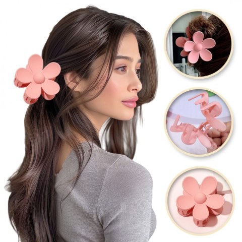 Spinka do włosów klamra XL kwiat różowa 7 x 7,5 cm SP152R