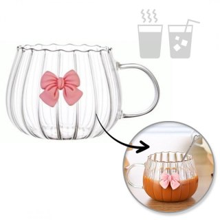 Szklanka ryflowana tulips z kokardką do kawy, drinków 1szt 350ml SZK158