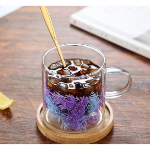 Szklanka termiczna z elementami roślinnymi w środku, fiolet 300 ml 1szt SZK134