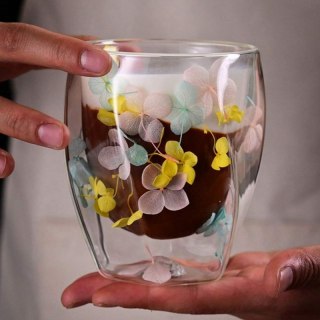 Szklanka termiczna z hortensją żółtą, niebieską i różową 250 ml 1szt SZK88