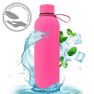 Bidon, butelka termiczna 500ML, stal nierdzewna z powłoką SOFT TOUCH fuksja BD46F
