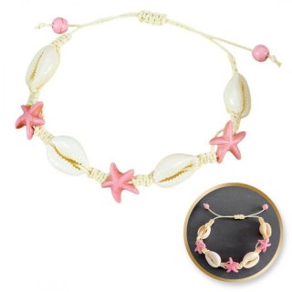 Bransoletka 2w1 na stopę i rękę, na sznurku, MUSZELKI i ROZGWIAZDY B543R