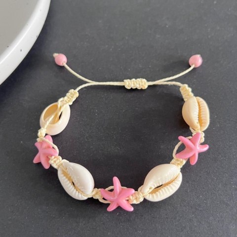 Bransoletka 2w1 na stopę i rękę, na sznurku, MUSZELKI i ROZGWIAZDY B543R