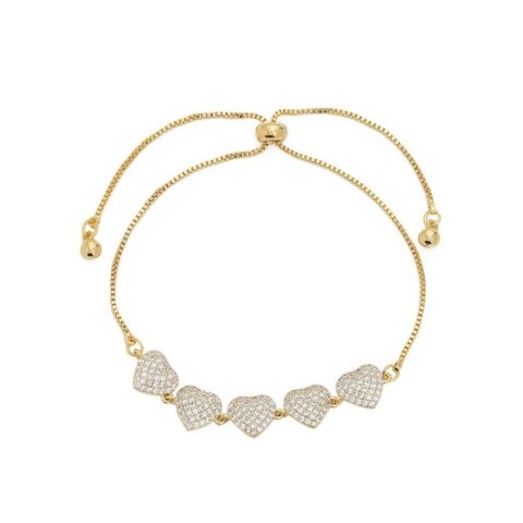 Bransoletka na rękę stal chirurgiczna pozłacana 14k złotem, SERCA cyrkonie BST1534