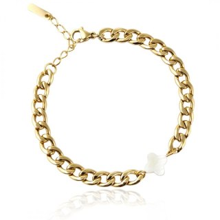 Bransoletka na rękę stal chirurgiczna pozłacana 14k złotem, koniczynka BST1540