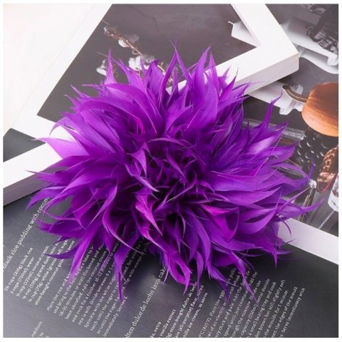 Broszka ozdobna, spinka do włosów 2w1 pióra fiolet BZ207FIO