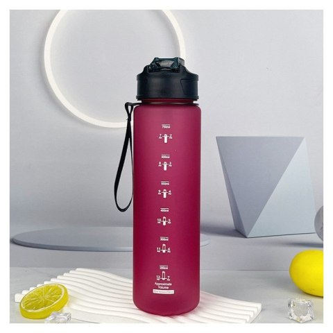 Butelka na wodę, sportowy bidon matowy 750ML bordowy ECARLA SPORTS BD49