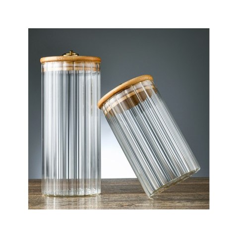 Cukiernica, pojemnik ryflowany z przykrywką bambusowa, rozm. M, 850 ml 1szt SZK168