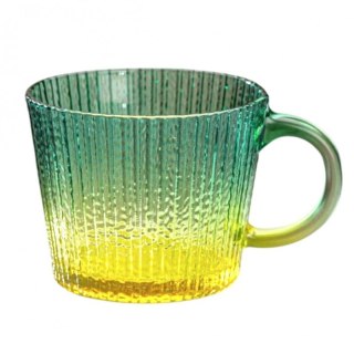 Filiżanka szklanka ryflowana duża butelkowa zieleń ombre 380 ml 1szt SZK176