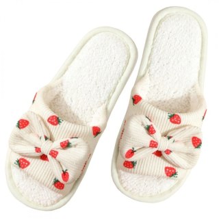 Kapcie ocieplane z kokardą, TRUSKAWKI, antypoślizgowe PAN04R39, rozmiar 39