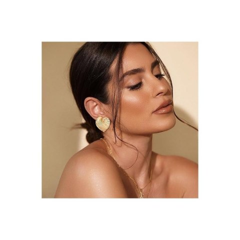 Kolczyki SERCA ze stali szlachetnej platerowane 14k złotem, ryflowane, sztyft KST3316