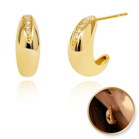 Kolczyki wiszące ze stali szlachetnej platerowane 14k złotem, sztyft srebro S925 KST3393