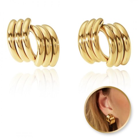 Kolczyki ze stali szlachetnej platerowane 14k złotem, sztyft KST3325