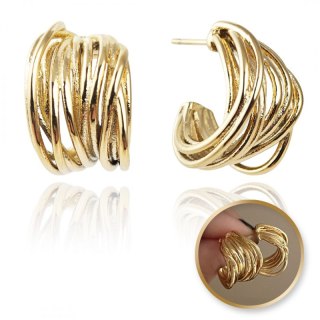 Kolczyki ze stali szlachetnej pozłacanej 14k złotem z cyrkoniami, sztyft KST2973