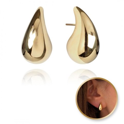 Kolczyki ze stali szlachetnej pozłacanej wkrętki 1,6 cm KROPLE KST3376