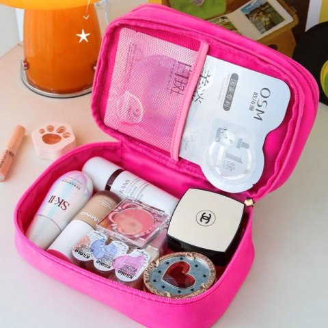 Kosmetyczka damska pikowana kuferek z rączką 24 x 9 x 15 cm KS132R