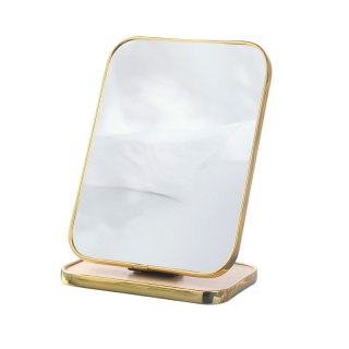 Lusterko kosmetyczne stojące drewniane, prostokątne, złota ramka 15 x 20cm L19