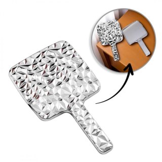 Lusterko kosmetyczne z rączką, jednostronne XL wysokość 23cm srebrne L24S