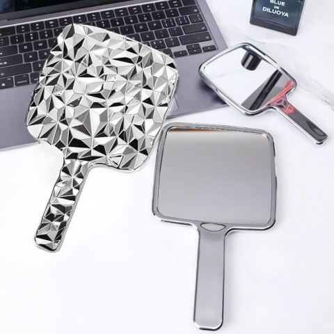 Lusterko kosmetyczne z rączką, jednostronne XL wysokość 23cm srebrne L24S