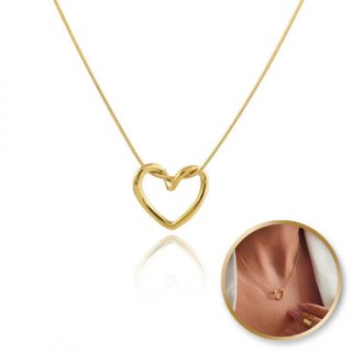 Naszyjnik SERCE stal szlachetna pozłacana 14k złotem, żyłka NST2152