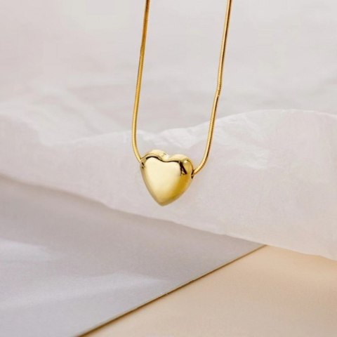 Naszyjnik SERCE stal szlachetna pozłacana 14k złotem, żyłka NST2177