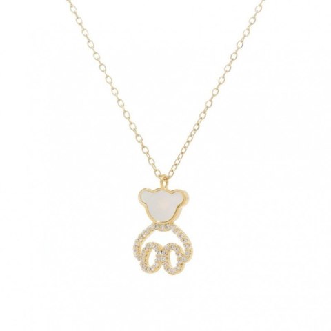 Naszyjnik stal szlachetna pozłacana 14k złotem, MIŚ masa perłowa, cyrkonie NST2169