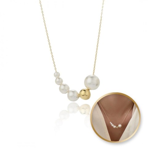 Naszyjnik stal szlachetna pozłacana 14k złotem, PERŁY NST2171