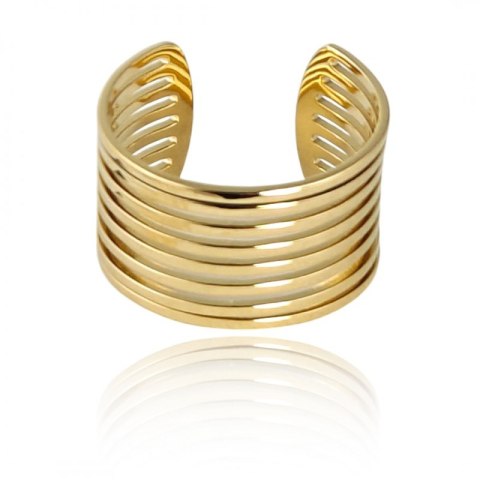 Pierścionek stal chirurgiczna platerowana złotem regulowany PST941