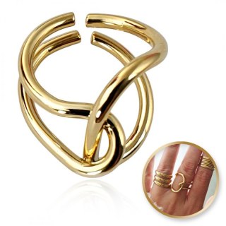 Pierścionek stal chirurgiczna platerowana złotem regulowany PST947
