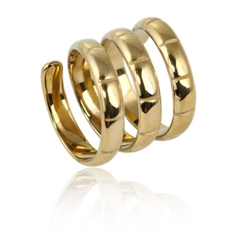 Pierścionek stal chirurgiczna platerowana złotem, spirala PST944, Rozmiar pierścionków: US7 EU14