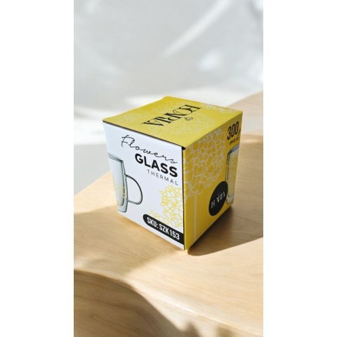 Szklanka termiczna z kwiatami w środku, hortensje 300 ml 1szt SZK153