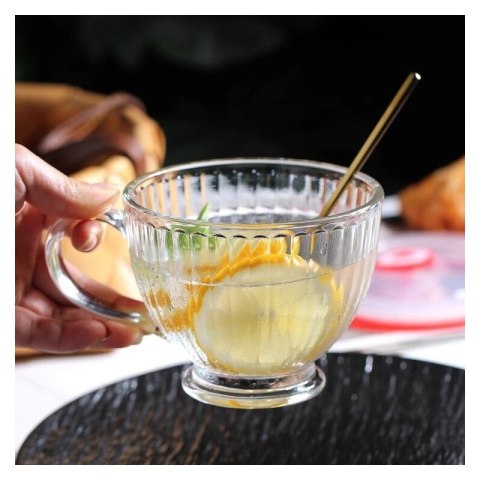 Zestaw 6szt. filiżanek szklanek ryflowanych dużych 380ml SZK150ZESTAW6