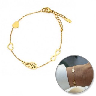Bransoletka na rękę stal chirurgiczna pozłacana 14k złotem Celebrytka BST1554