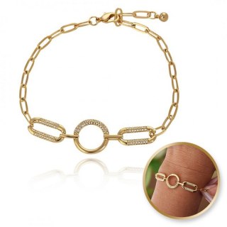 Bransoletka na rękę stal chirurgiczna pozłacana 14k złotem, cyrkonie - BST1558