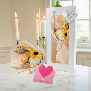 Bukiet zapachowych kwiatów mydlanych w pudełku na prezent, świecące LED BUK17ZO