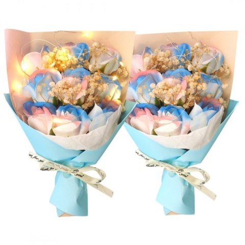 Bukiet zapachowych kwiatów mydlanych w pudełku, róże na prezent, świecące LED ROZ24