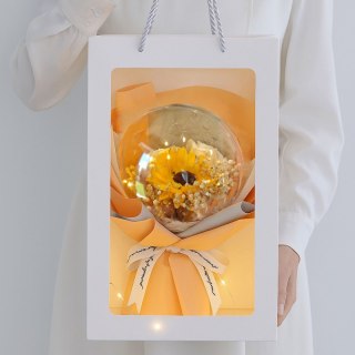 Bukiet zapachowych kwiatów mydlanych w torebce na prezent, kula, świecące LED - BUK14ZO