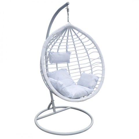 Fotel wiszący huśtawka kokon z poduszkami biały - KR36