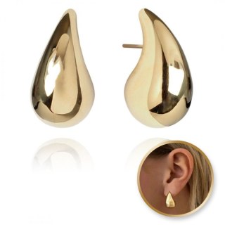Kolczyki ze stali szlachetnej pozłacanej wkrętki 2,1 cm, KROPLE KST3139