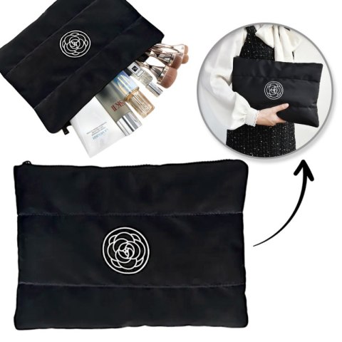 Kosmetyczka damska pikowana duża, wodoodporna czarna 22 x 31cm KS144CZ