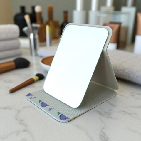 Lusterko kosmetyczne z ekoskóry, otwierane, stojące duże, tulipany 15 x 20 cm L22