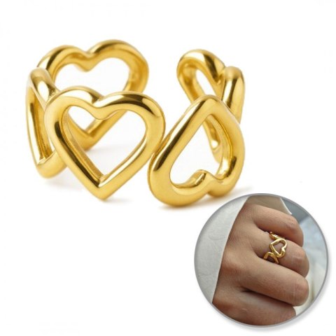 Pierścionek stal chirurgiczna platerowana złotem regulowany SERCA PST942