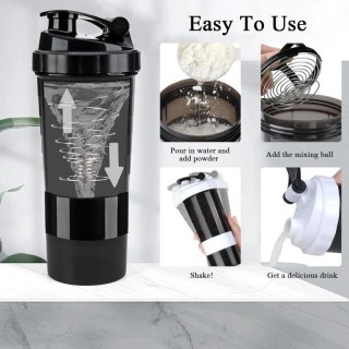 Shaker sportowy, bidon Twist Off do odżywki białkowej z sitkiem 500ML BD55CZ