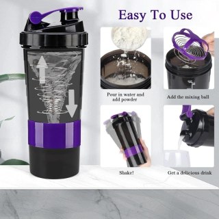 Shaker sportowy, bidon Twist Off do odżywki białkowej z sitkiem 500ML BD55FIO