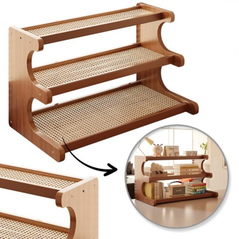 Wielofunkcyjny 3-poziomowy regał bambusowy, półka na biurko 19x50x31 cm SZ49