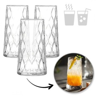 Zestaw 3 szklanek falowanych wysokich 475 ml grube szkło SZK184ZESTAW3