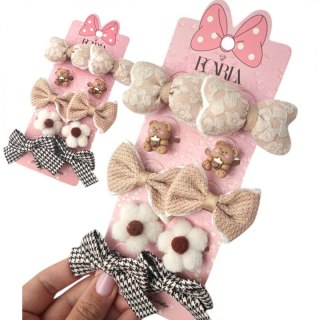 Zestaw frotek gumek do włosów 10w1 na plakietce, KOKARDKI, MIŚ GUM171